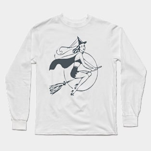 Halloween witch on a broom Long Sleeve T-Shirt